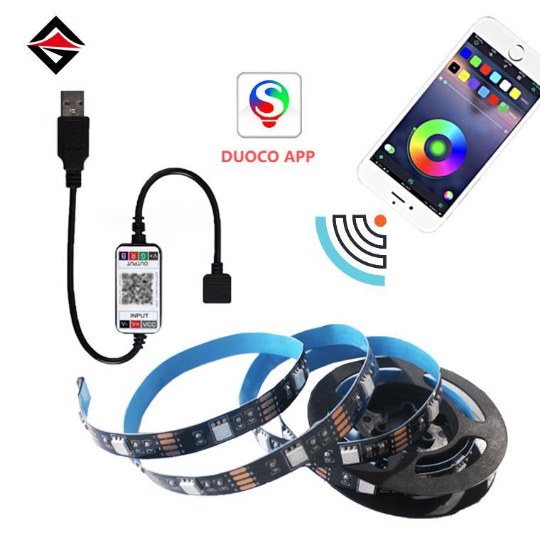 Pengawal Bluetooth USB + RGB LED jalur lampu 1m set