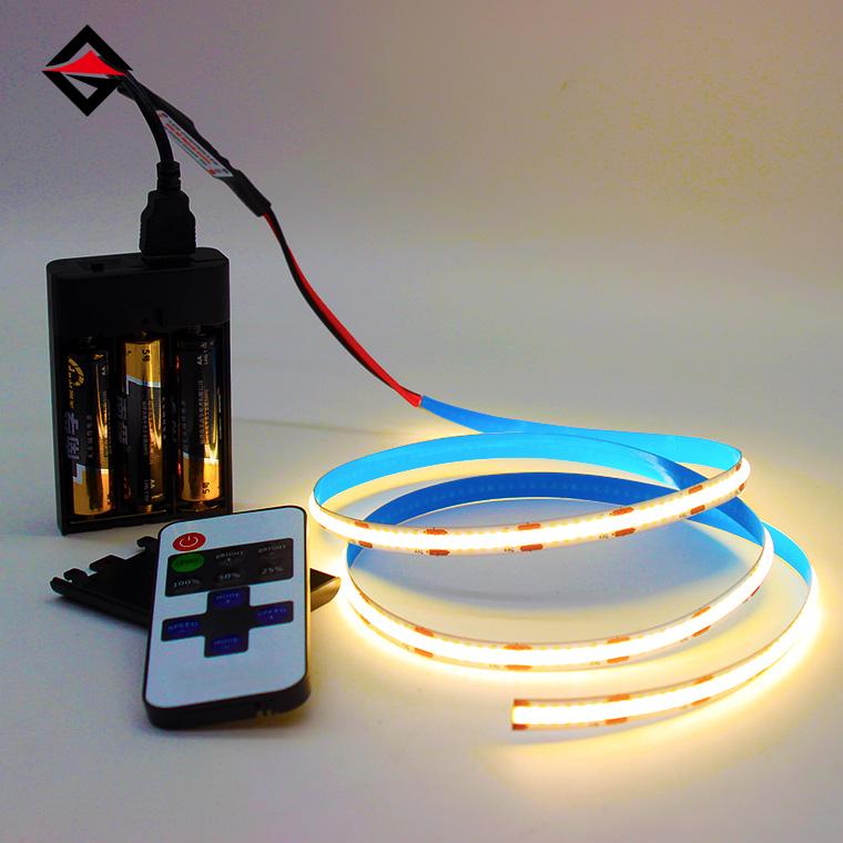 Jalur lampu cob dengan set kotak bateri pengawal USB